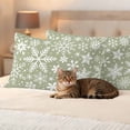 thumbnail image 3 of Green Christmas Outdoor Waterproof Pillow Covers, Snowflakes Xmas Winter New Year Decorative Rectangle Throw Pillowcase Sofa Cushion Sham for Patio/Couch/Chair, 20"x12" 2 Pack, 3 of 8