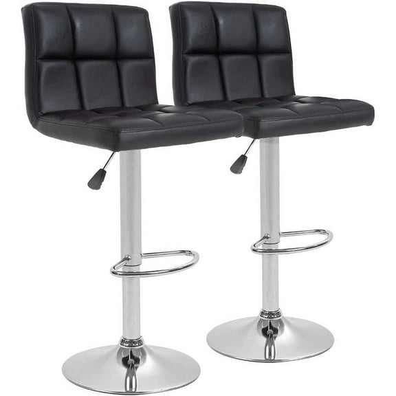 Bar Stools with Back Sets of 2 Swivel Adjustable Barstools Counter Height Modern Square PU Leather Bar Chairs Armless Island Chairs for Kitchen Counter