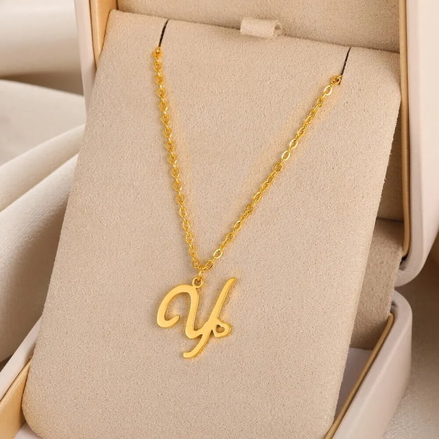 Collares con 26 letras de corazón para mujer, joyería delicada del alfabeto, collares con iniciales de A-Z de acero inoxidable, colgantes 2022