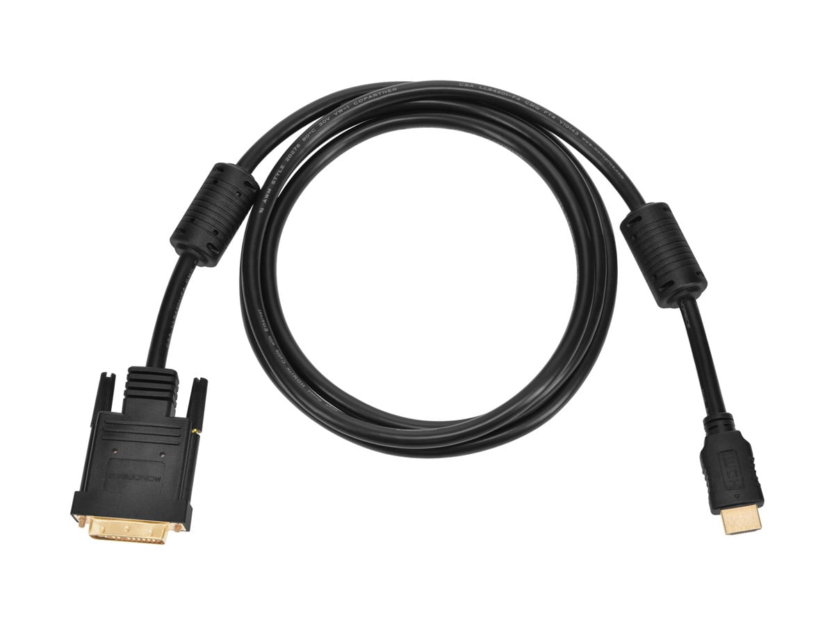 Monoprice Video Cable - 6 Feet - Black | 28AWG HDMI to M1-D Ferrite cores
