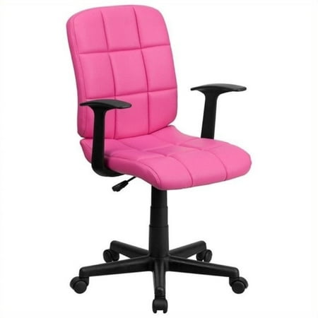 - Scranton & Co Faux Leather Mid-Back Office Chair with Arms in Pink