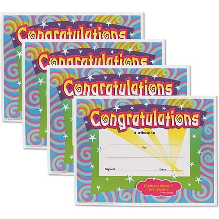 (4 Pack) Trend, TEPT2954, Congratulations/Swirls Award Certificates, 30 /