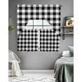 thumbnail image 5 of Black and White Checkered Kitchen Curtains Swag Valance and Tier Curtains Set 24 Inch Length, Farmhouse Buffalo Plaid Rod Pocket Drape Panels Pair Swag Curtains for Bathroom/Cafe/Window, 5 of 6