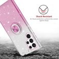 thumbnail image 2 of TJS for Samsung Galaxy S23 Ultra Phone Case, Two Tone Shinny Glitter Metal Ring Magnetic Support Kickstand Cover for Galaxy S23 Ultra (Pink), 2 of 5