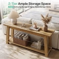 thumbnail image 5 of Finmind 70.87-Inch Solid Wood Console Table, 2-Tier Long Farmhouse Entryway Table with Shelf, 5 of 7