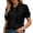 Black(Womens Shirts), variant on Satin Blouses for Women Short Sleeve Twist Neck Silk Shirts Elegant Dressy Work Office Tops
