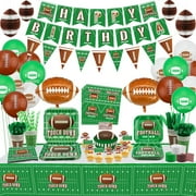 Football Party Supplies CORNET - Includes Football Balloons, Happy Banner, Football Pendant, Cake Toppers, Plates, Napkins, Cups and Tablecloth for Sports Game Day Decorations, Serves 20 Guests