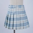 thumbnail image 2 of Sholeno Kids Girls High Waist School Uniform Skater Scooter Plaid Skirt Schoolgirls A-line Pleated Sky Blue 120/S, 2 of 7