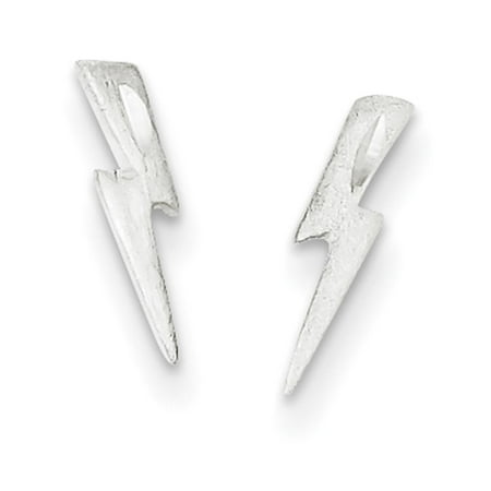 Sterling Silver Lighting Bolt - 925 Sterling Silver Polished Lightning Bolt Post Earrings 3mm x 12mm