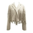 thumbnail image 5 of Baqcunre Women's Fashion Solid Color Fringe Suede Leather Jacket Motorcycle Short Jacket Women Clothing Leather Jacket Crop Tops for Women,Womens Winter Coats Beige L, 5 of 5