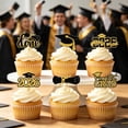 thumbnail image 1 of Adornos para cupcakes de graduación 2026: Adornos para pasteles con purpurina negra y dorada para la decoración de fiestas de graduación y mesas de postres., 1 of 6