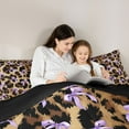 thumbnail image 5 of jejeloiu Cute Cartoon Bowtie Full Size Comforter Sets,Rustic Cowhide Bedding Comforter Set,Purple Brown Black Bedding Sets For Girls Kids,Ultra Soft Home Decor Reversible,3 Pieces, 5 of 8