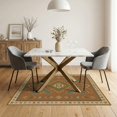 thumbnail image 3 of ODIKA 5'x7' Washable Area Rug Non-Slip, Low Pile, Stain Resistant Brown Symmetrical Geometric Elegance Intricate Border with Central Floral Motif for Guest Room, Lounge, Apartment, 3 of 7