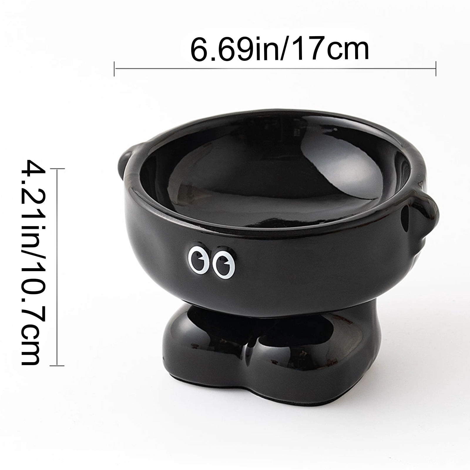 AURIGATE Ceramic Raised Cat Bowl, Elevated Spine Support Pet Dish, Easy Clean Water Food Bowl, 6.69x5.91x4.21 inches Black