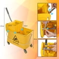 thumbnail image 2 of 22 Qt (5.5 Gallon) Mop Bucket with Wringer For Floor Cleaning, Handle, Wheels, 16.5" L x 10.6" W x 26.4" H, Yellow,Add One Loop-end String Mop, 2 of 6