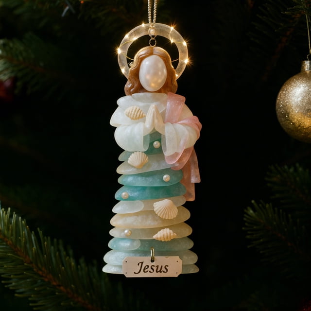 Hogar y jardín, Adornos colgantes, Adorno plano acrílico 2D con temática costera, decoración religiosa colgante con detalles de perlas, Decoración del hogar, Artículos colgantes