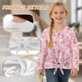 thumbnail image 6 of Garronmavis Axolotl Girls Long Sleeve T-Shirts 7-8 Lightweight Flowers Kids Fall Tops Crewneck Basic Tees Versatile Long Sleeve Crewneck Tie Hem Front Clothing Tops for Daily Life, 6 of 7