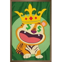 Tiger with Crown Wall Poster, 22.375" x 34", Framed