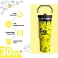 thumbnail image 3 of 30oz Bee Happy Stainless Steel Tumbler with Handle, Flip Straw & Lid - Double Wall Insulated Water Bottle Cup - Animal Lover Birthday Gifts for Women Men (Yellow), 3 of 6