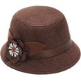 thumbnail image 6 of CoCopeaunts Women Bucket Hat Spring Autumn Linen Breathable Sun Shade Big Flower Decoration Belt Fashion Monochrome Bucket Cap, 6 of 8