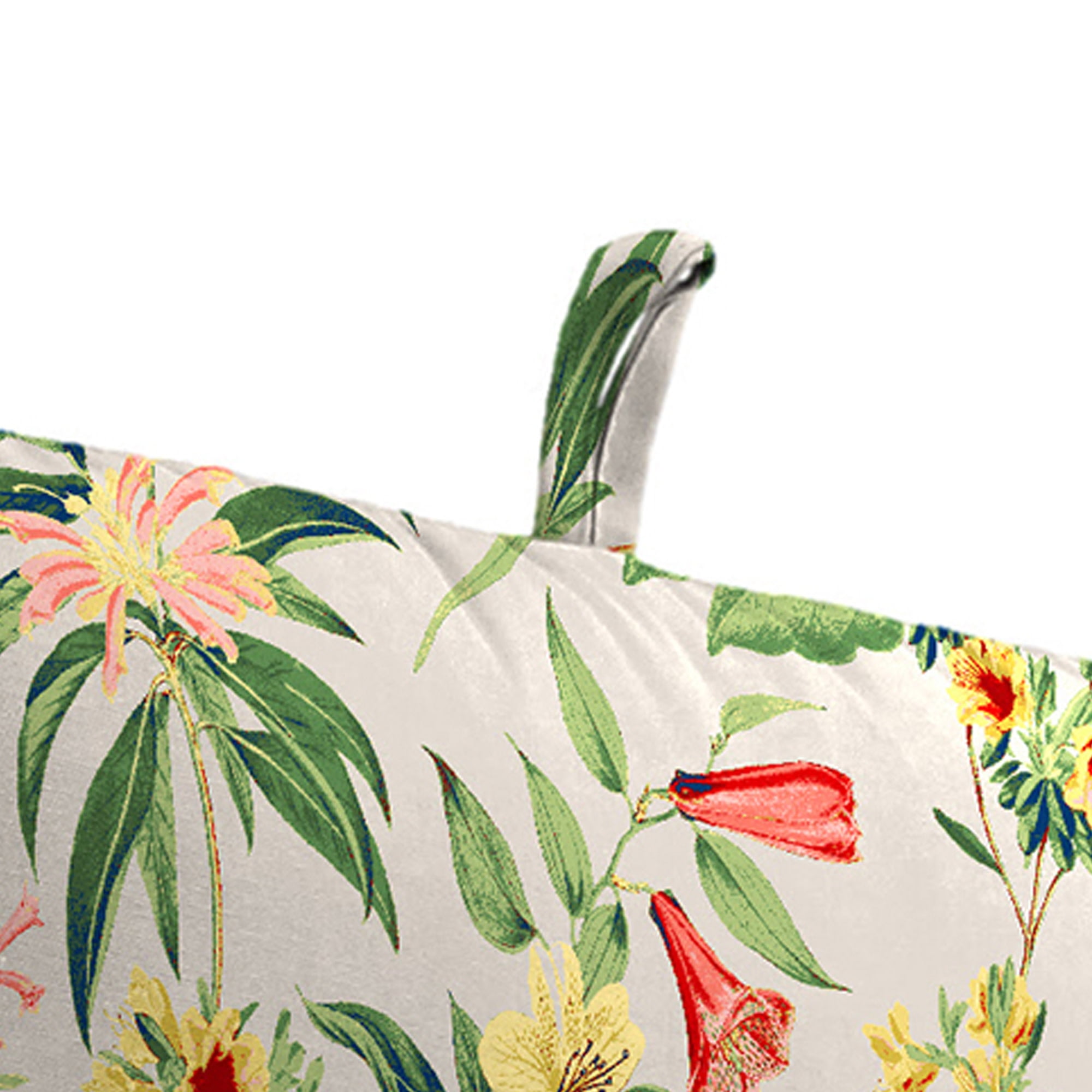 Jordan Manufacturing 45" x 22" Norrah Ginger Beige Tropical Rectangular Outdoor Chair Cushion with Ties and Hanger Loop