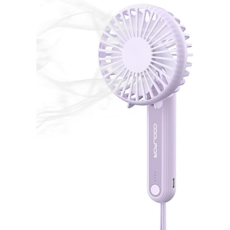 

Handheld Fan USB Rechargeable Mini Fan with 2000mAh Battery Operated Small Fan with 3 Adjustable Speeds 180°Rotation Foldable Fan for Office Desktop Picnic Shopping and Travel(Purple)
