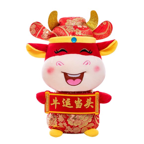 Mascotte Vache Mignonne Jouet CNY Décoration du Nouvel An Cadeau de Fête Annuelle Décor en Coton PP Bonne Chance Jouets en Peluche Zodiaque Chinois