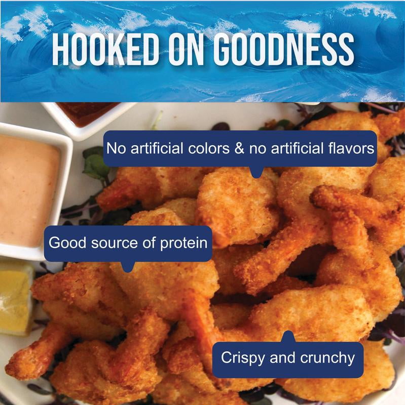 Crevettes À La Noix De Coco BlueWater Seafoods, Crevettes entières à, Panées avec une chapelure Panko croustillante, Congelé, Emballage de 255 g Crevettes à la noix de coco croustillantes avec chapelure Panko