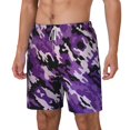thumbnail image 5 of Men's 2 in 1 Swim Trunks with Compression Liner Purple Camouflage Quick Dry Beach Shorts, 5 of 6