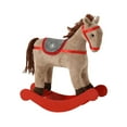 thumbnail image 2 of Christmas Rocking Horse Plush Toy Wooden Base Festive Decor Brown Compact Size for Toddler Holiday Display, 2 of 9