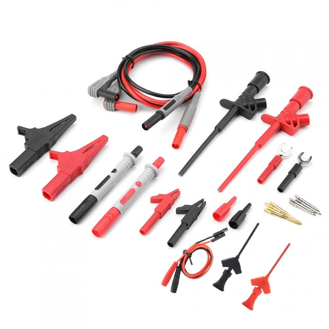 Kit de cables de prueba, 24 piezas P1300E Kit de gancho de prueba de sonda multímetro de conector banana reemplazable multifunción Creado magistralmente VoborMX herramienta