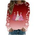 thumbnail image 2 of Uootdi Christmas Long Sleeve Sweatshirts for Women Crewneck Christmas Holiday Sweatshirts Retro Santa Claus Graphic Shi rt Gift Xmas Tree Reindeer, 2 of 5