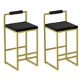 thumbnail image 5 of Modern Velvet Counter Stools Set of 2, Low Back Bar Stools with Gold Metal Frame for Kitchen Island, Dining & Home Bar, 5 of 10