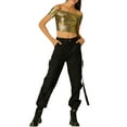 thumbnail image 6 of Allegra K Women's  Metallic Shiny Party Off Shoulder Crop Top, 6 of 7