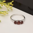 thumbnail image 3 of 1.00 Ctw Round Shape Red Garnet Gemstone 925 Sterling Silver Three Stone Women Wedding Ring, 3 of 5