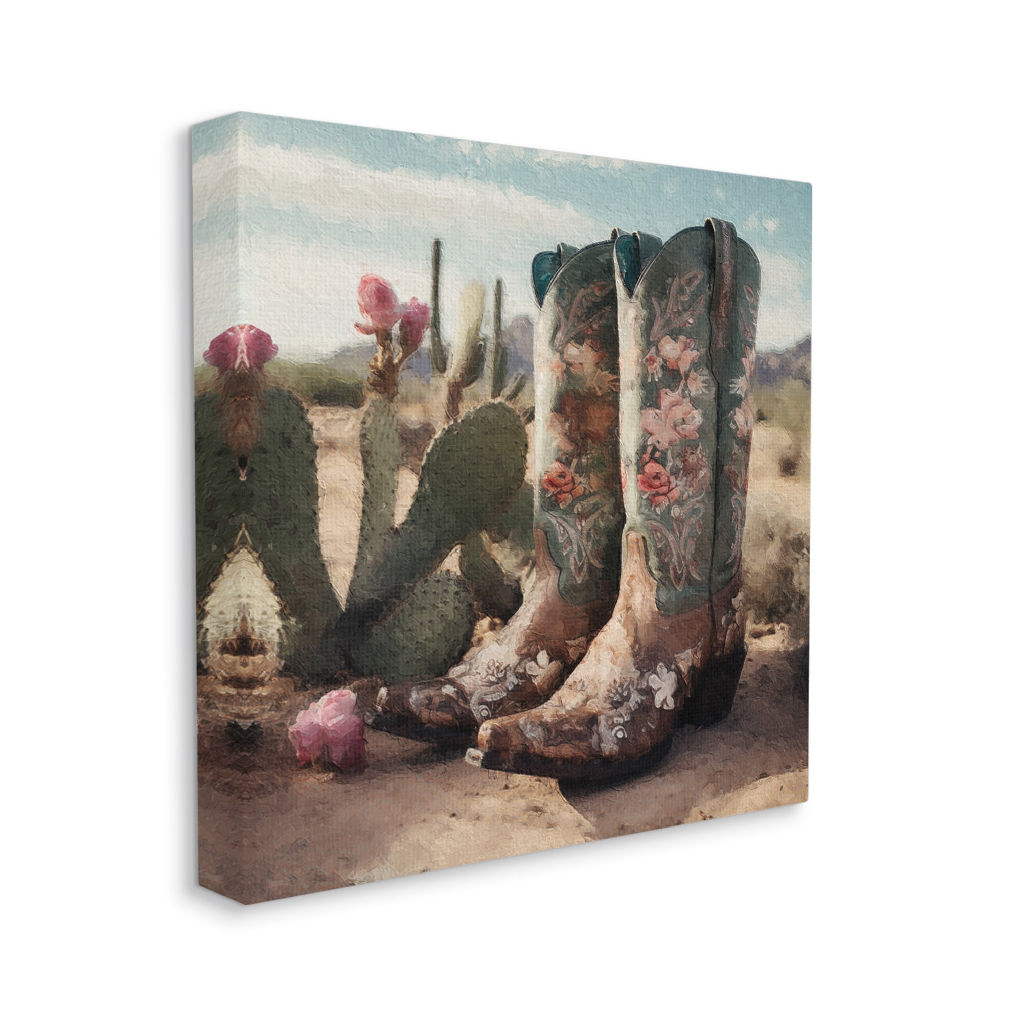 Stupell Industries Cowgirl Boots in Desert Beauty & Fashion Painting Gallery Wrapped Canvas Print Wall Art, 30 x 30