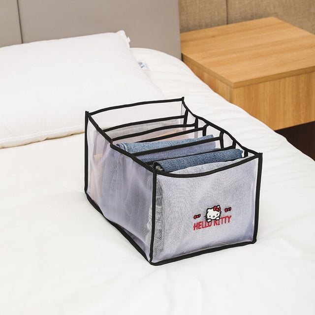 Organizador de ropa de Hello Kitty, caja de almacenamiento para Pantalones, Jeans, armario, ropa interior, sujetador, calcetines, caja con compartimentos