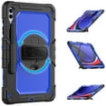 thumbnail image 6 of 3 Layer Case for Samsung Galaxy Tab S9 Plus/S9 FE Plus 12.4" 2023, for Kids Heavy Duty Protective Case with Screen Protector & Stylus Holder & 360 Rotating Stand Hand/Shoulder Strap, Blue+Black, 6 of 10