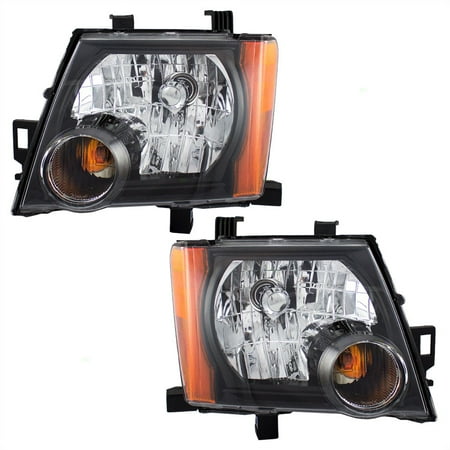 Nissan Xterra Replacement Headlight - BROCK Halogen Combination Headlights Headlamps with Black Bezels Pair Set Replacements for 05-15 Nissan Xterra 26060-ZL00A 26010-ZL00A