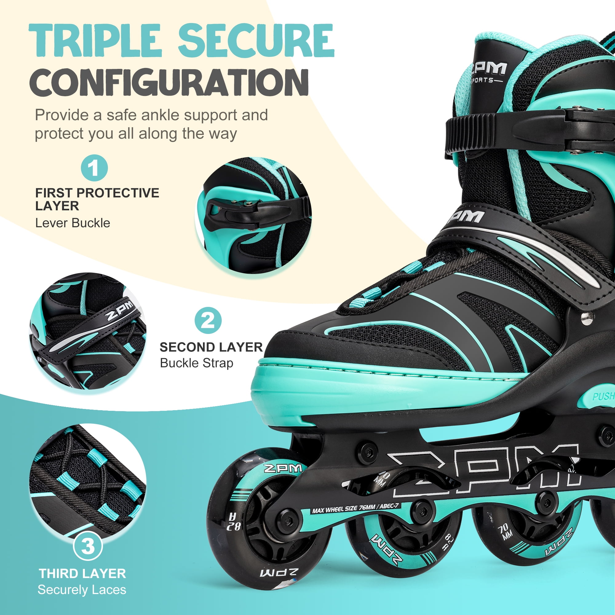 2PM SPORTS Kids Adjustable Inline Skates, Youth Inlie Skates for Girls Boys Women Ages 4-12 5-8 8-12 with Full Light Up Wheels