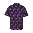 thumbnail image 3 of Balery Cute Flamingo Print Men's Hawaiian Shirts Short Sleeve Beach Shirt Relaxed Fit Vacation Button Down Shirts-, 3 of 9