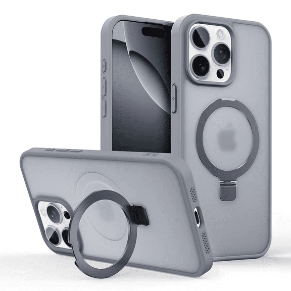 XSPLENDOR Magnetic Bracket Case for iPhone 17 MagSafe Compatible, Shockproof, Full Camera Protection, Ultra-Thin Translucent Cover