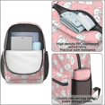 thumbnail image 4 of White Cat and Heart Pink Pattern 17" Waterproof Oxford School Backpacks for Teens, S-Shape Padded Straps, for School, Travel, Hiking, Camping, 4 of 5