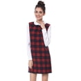 thumbnail image 2 of Vestido de Cuadros Allegra K Manga Larga Cuello Peter Pan Rojo XS, 2 of 7