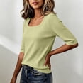 thumbnail image 5 of Women's Basic Tops Square Neck T Shirts Ribbed Knit Slim Half Sleeve Tee Clothes Trendy Daily Outfit Tops, 5 of 5
