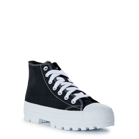 

No Boundaries Women s High Top Canvas Lug Sneakers (Wide Width Available)