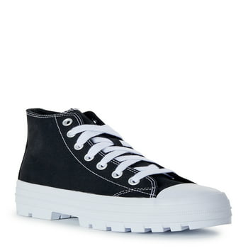 No Boundaries Women's High Top Canvas Lug Sneakers (Wide Width Available)
