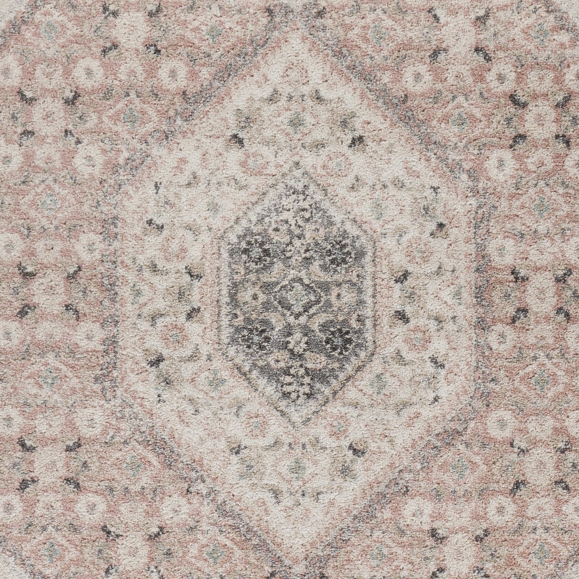 Ox Bay Diana 2' x 3' Pink/Ivory Medallion Stain and Fade Stain Resistant Indoor Area Rug