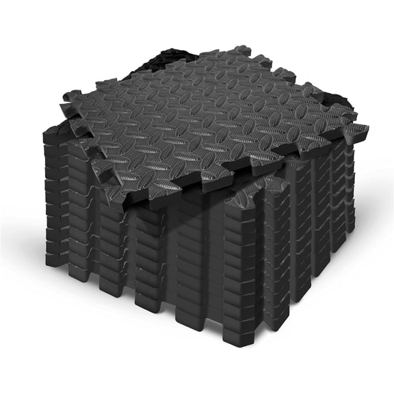 EVA Foam Interlocking Mats - Black - 3/4" Thick, 12 Square Feet