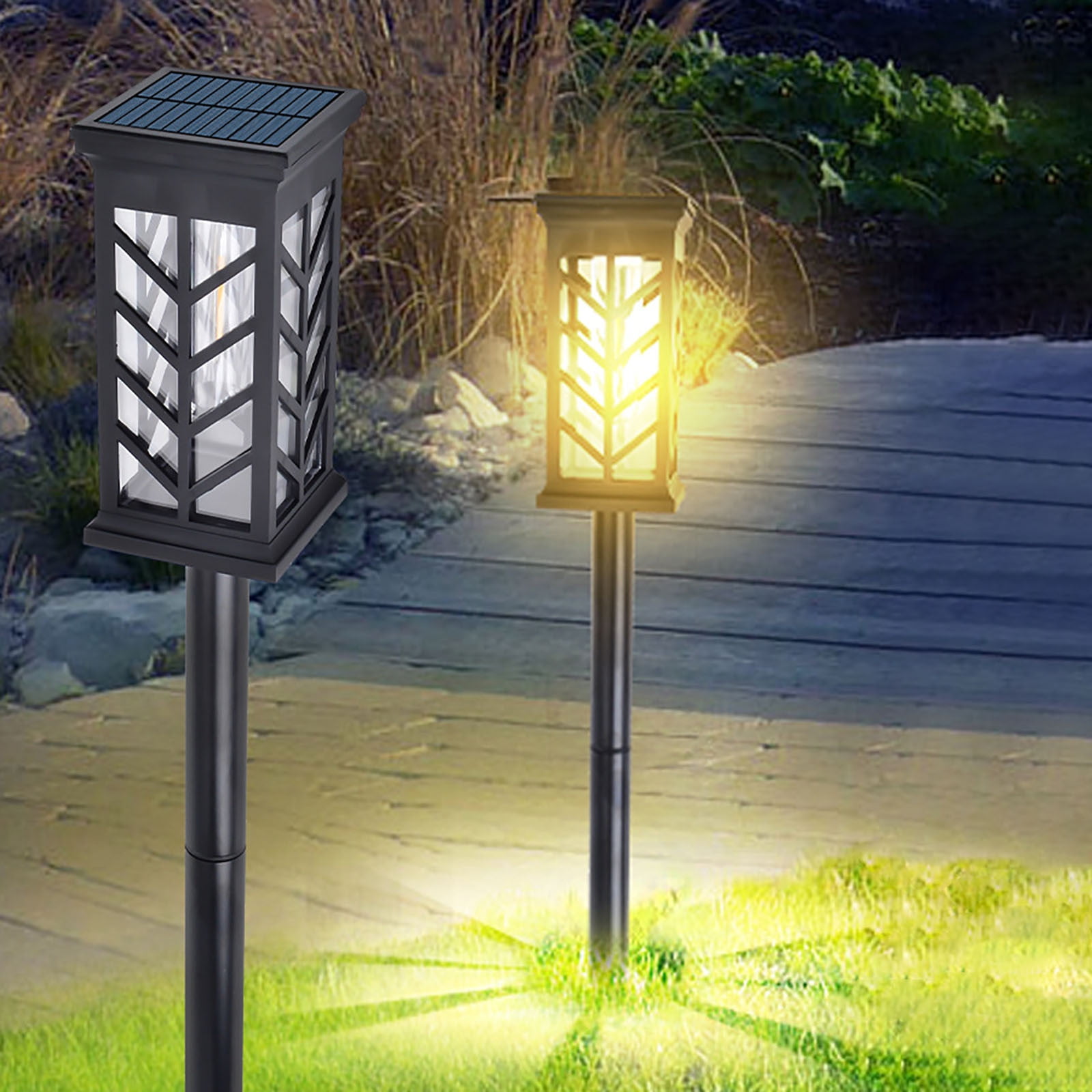 Outdoor Solar Lights,Solar Garden Lights,Waterproof Warm White LED Solar Landscapes Stake Lights Garden Decor for Yard Patio Driveway Walkway Path Lighting